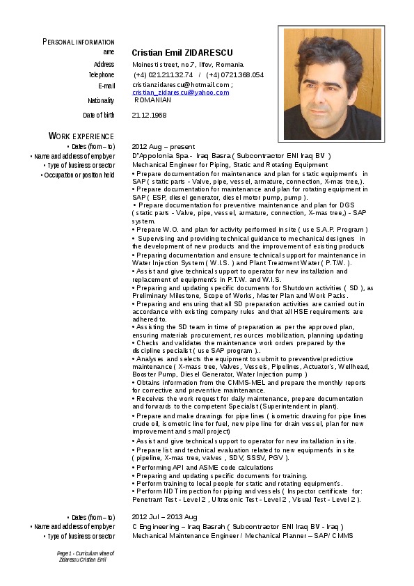 CRISTIAN ZIDARESCU, CRISTIAN ZIDARESCU