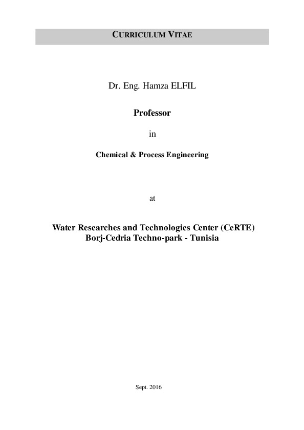 Hamza Elfil, Professor at Water Researches and Technologies Center - CERTE