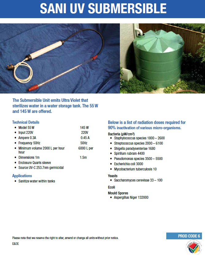 Sani Submersible UV-C light