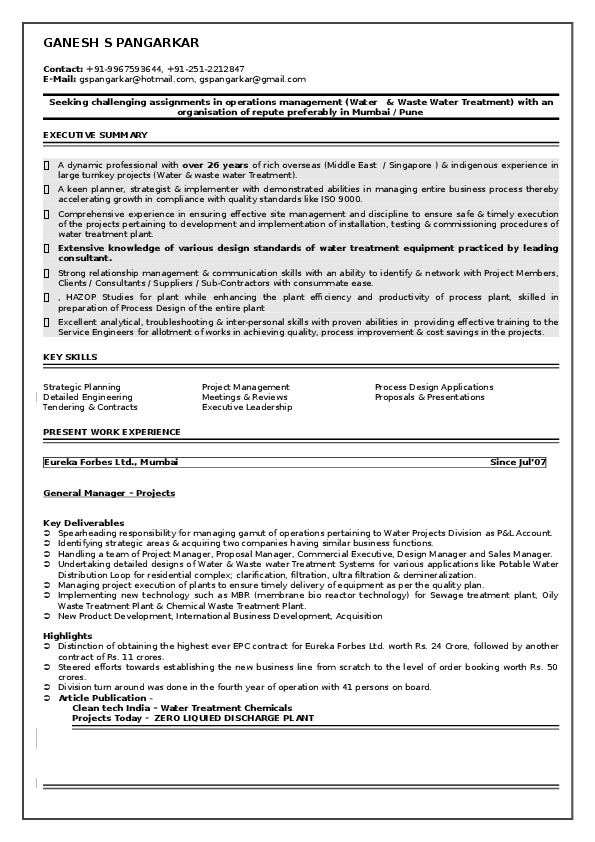 Ganesh Pangarkar, Eureka Forbes Ltd - General Manager