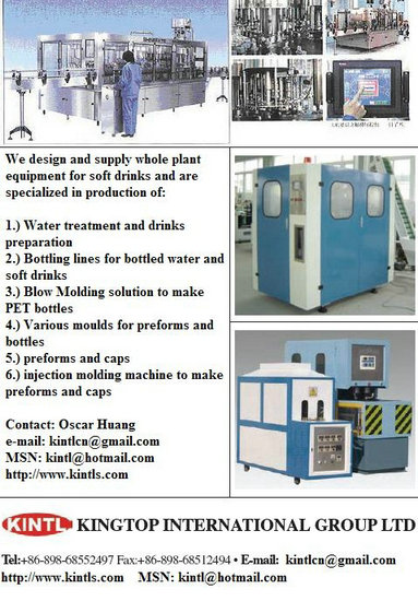 bottle blow molding machine, bottling lines, whole plant equipment for bottled drinks