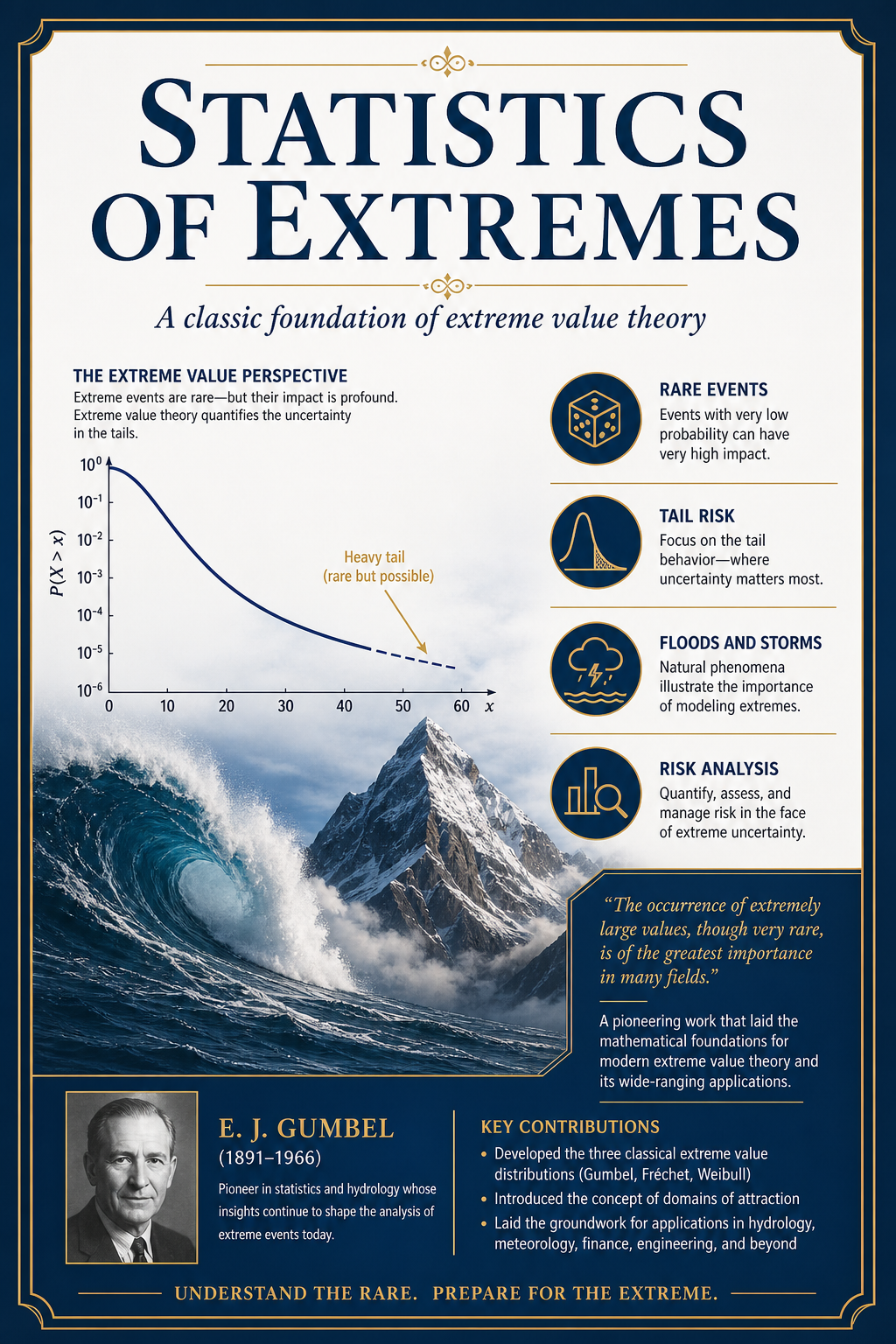 Why Emil Julius Gumbel&rsquo;s Statistics of Extremes still matters todayThis classic book is far more than a statistics text. It laid important fou...