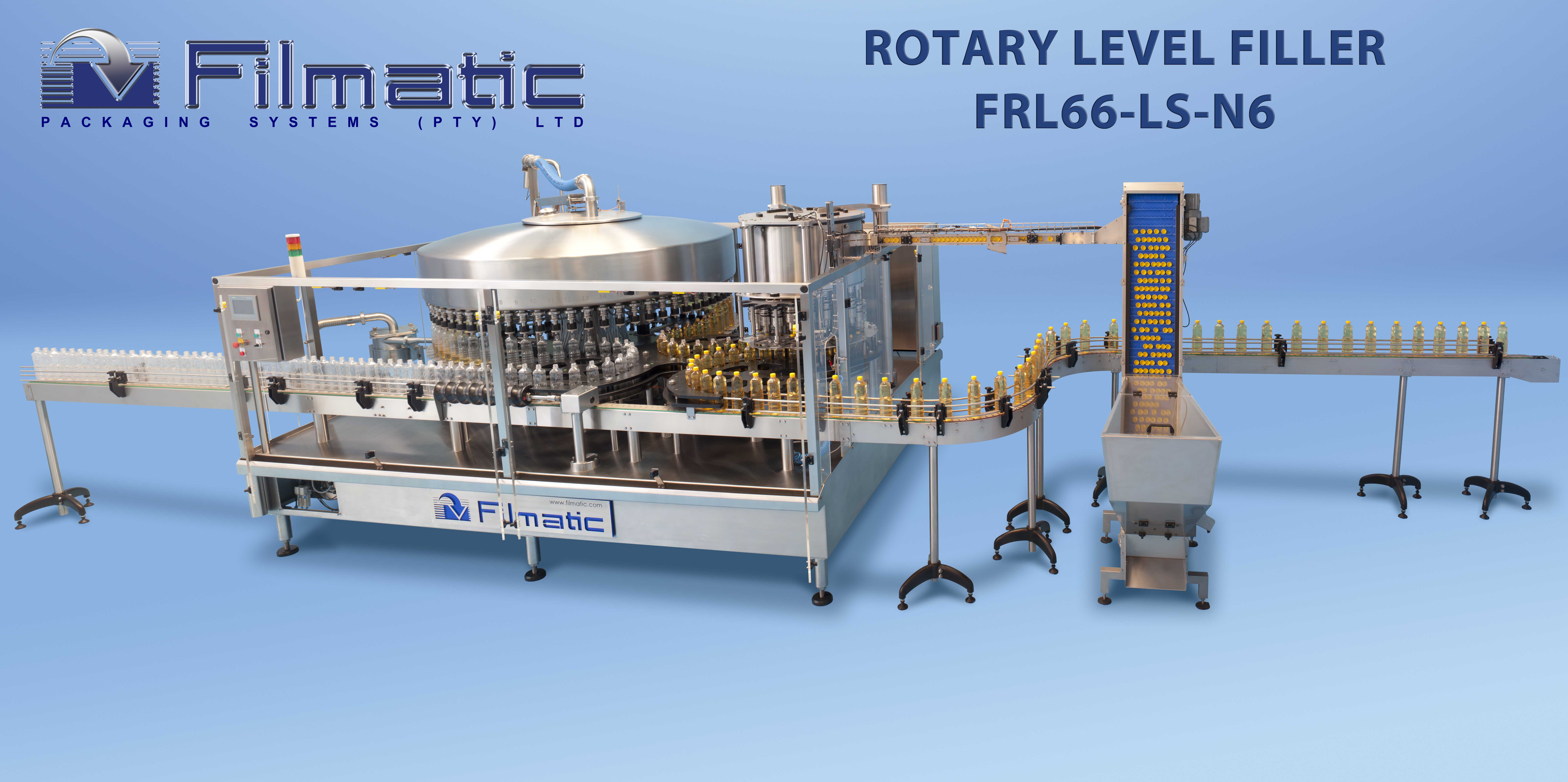 Rotary gravity, piston, nett-weigh filler/cappers