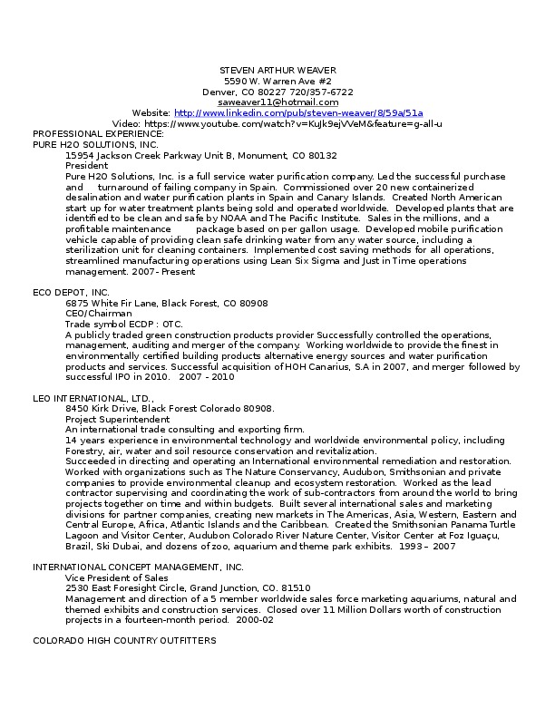 Steven Weaver, Merlin Ecosystems Ltd. - President