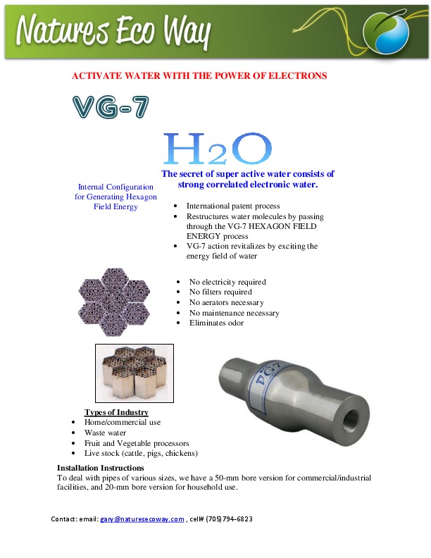 Nature's Eco Way is&nbsp;introducing two new products to the North American market. The VG7 &nbsp;https://www.youtube.com/watch?v=emKEA6WGFc...