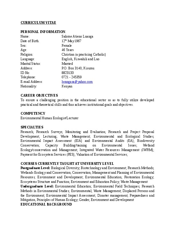 SALOME LUANGA, MASENO UNIVERSITY - LECTURER