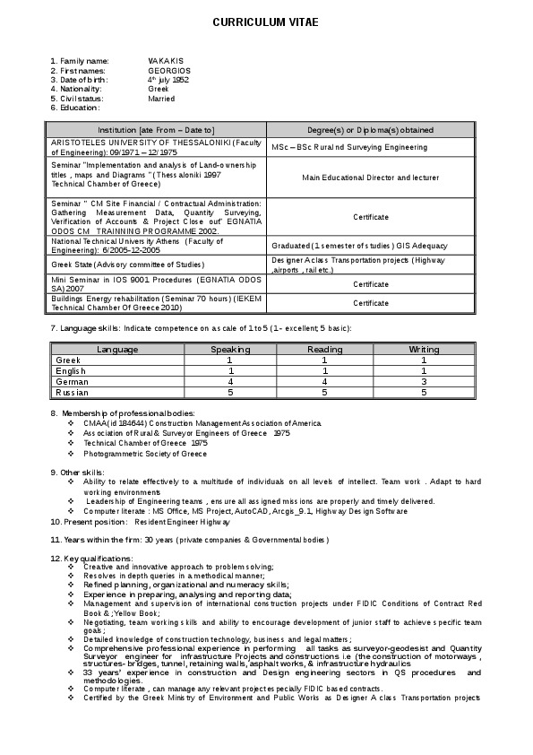 GEORGIOS VAKAKIS, Resident Engineer at Hill International