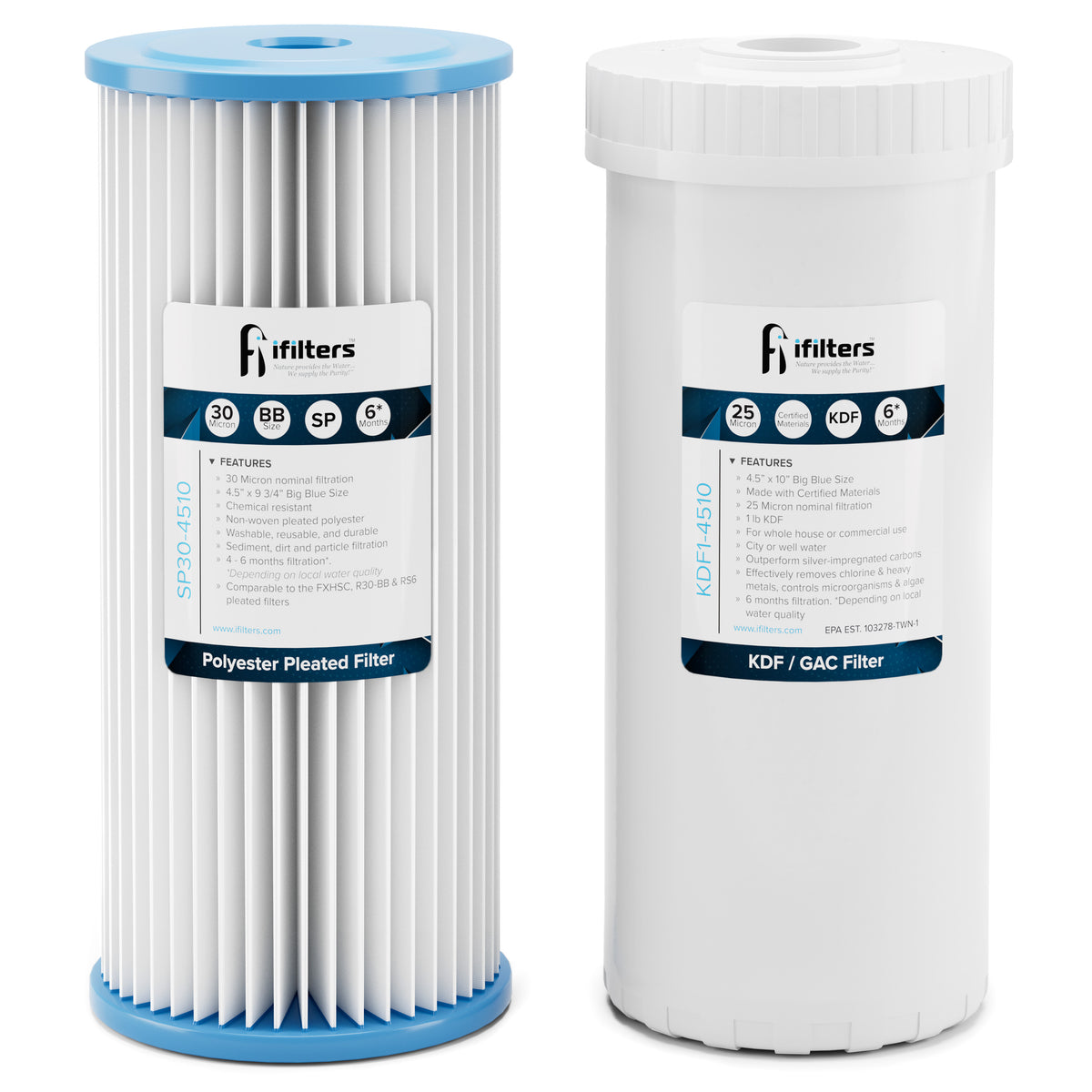 iFilters SP30-KDF1-4510 Sediment and GAC/KDF Replacement Filter - 4.5" x 10"