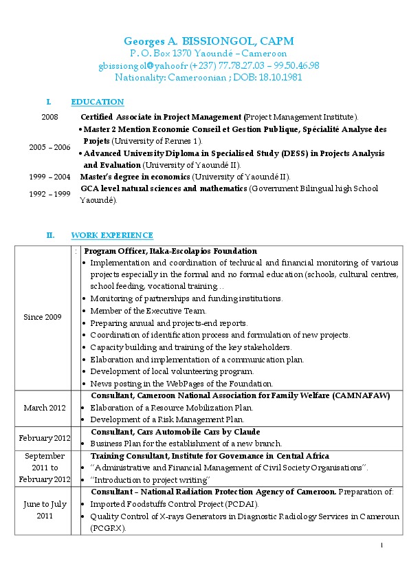 Georges Bissiongol, Fundación Itaka-Escolapios - Program Officer