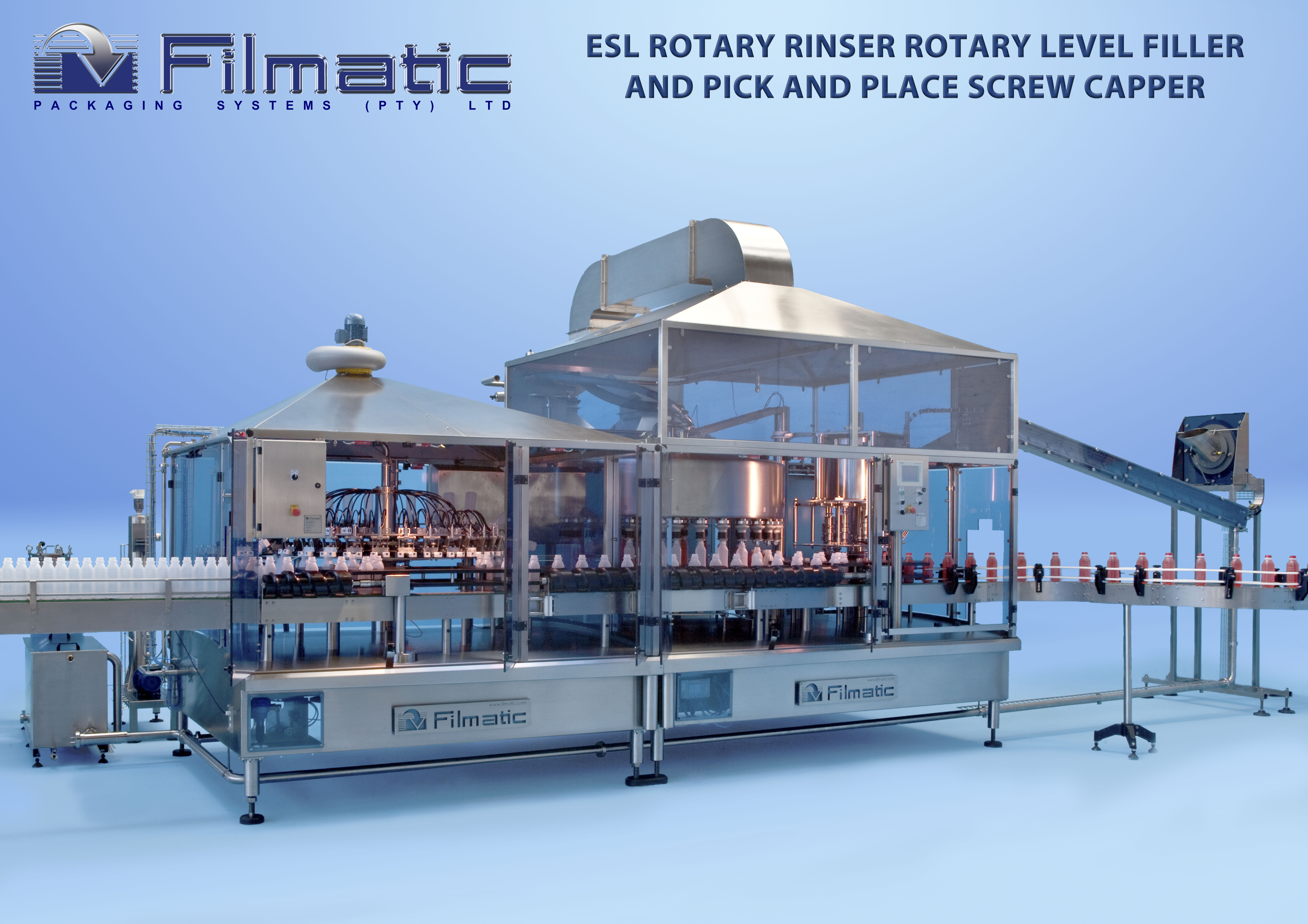 Rotary gravity, piston, nett-weigh filler/cappers