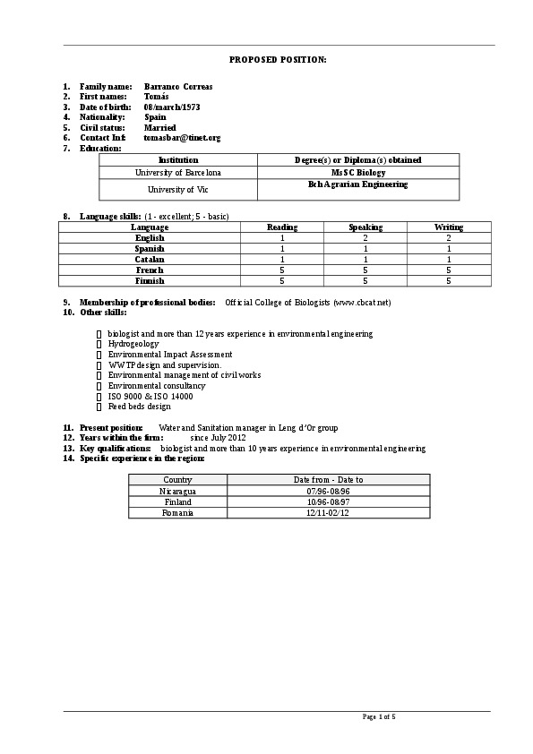 tomas barranco correas, Engineer