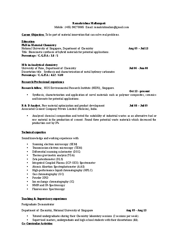 ramakrishna mallampati, NERI - Research fellow