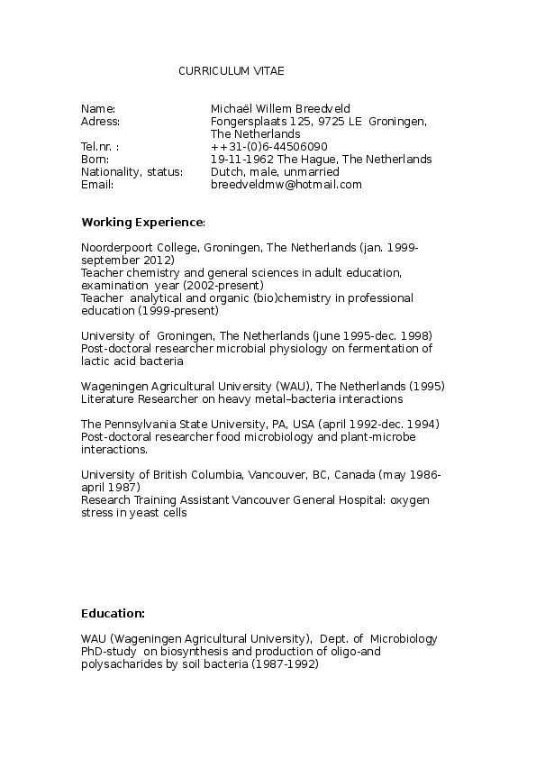 michael breedveld, Breedveld on the move! - consultant