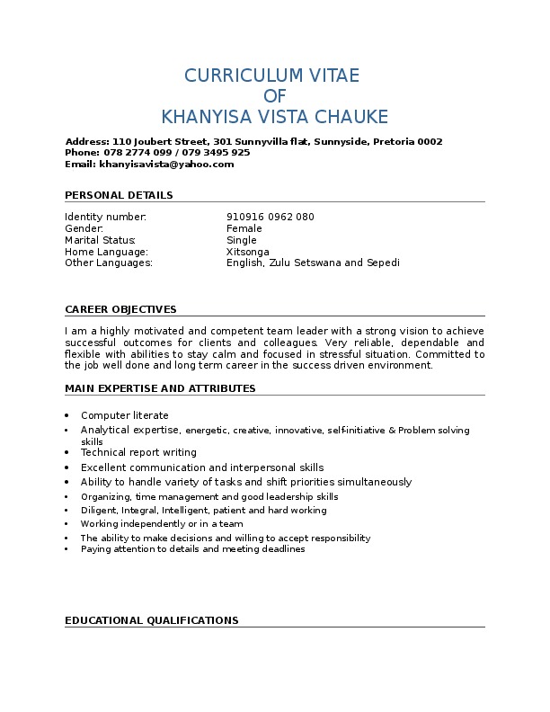Khanyisa Vista Chauke, LABORATORY ANALYST