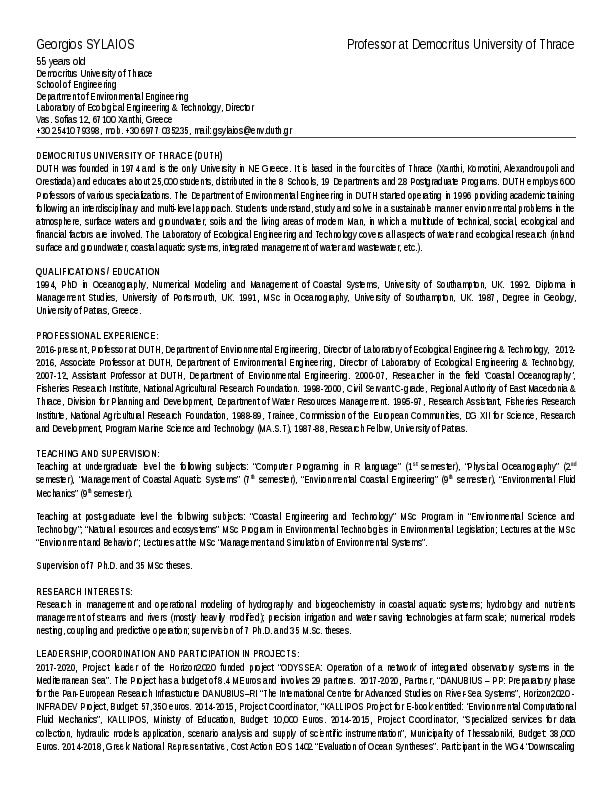 GEORGIOS SYLAIOS, PROFESSOR at DEMOCRITUS UNIVERSITY OF THRACE