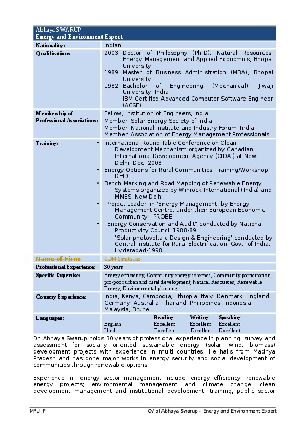 Abhaya Swarup, SMEC International - Team Leader