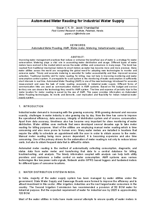 Automated Meter Reading for Industrial Water Supply