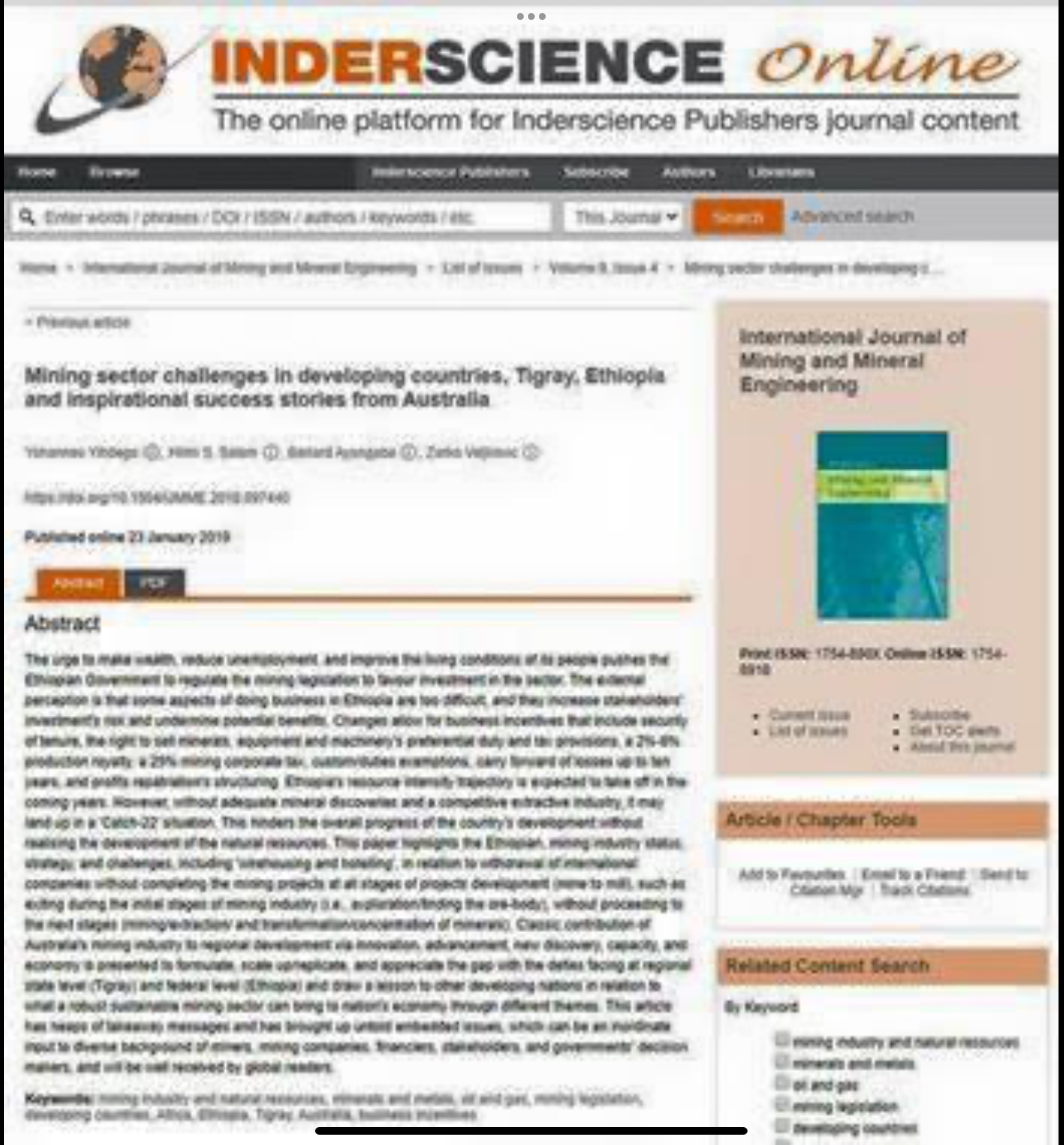 Published articles_Peer reviewed journals_Dr Yohannes Yihdego