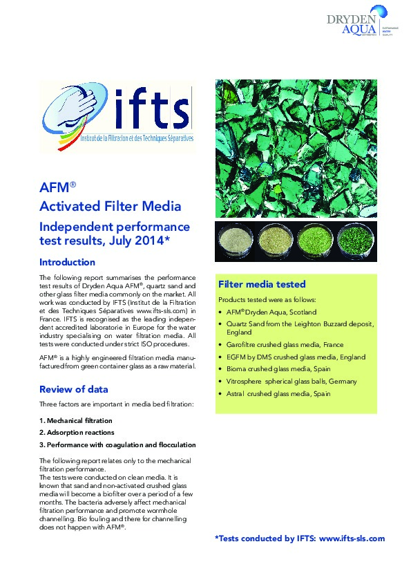 Dryden Aqua manufacture 25,000 tonnes of AFM, an Activated Filter Media that replaces sand in sand filters. AFM actually doubles the performance...