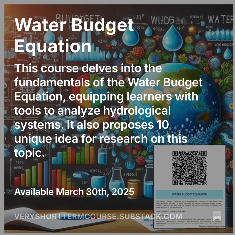 Water budget Equation : Introhttps://www.youtube.com/post/UgkxIola8NhQsDIMiSYweOt8t_EOgKG65n2d