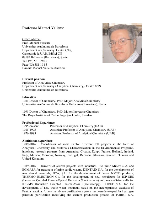 Manuel Valiente, Professor