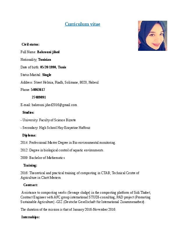 Bahrouni jihed, Master în Environmental Biosurveillance