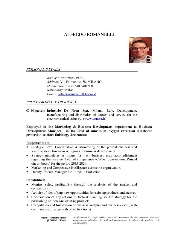 Alfredo Romanelli, Business Development MANAGER