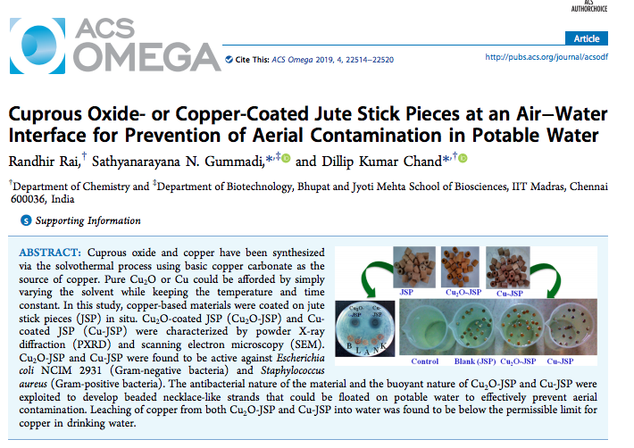 IIT Madras researchers find copper-covered jute beads could prevent contamination of water, diseases