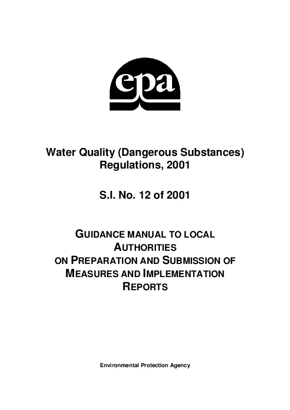 Water Quality (Dangerous Substances) Regulations, 2001, EPA