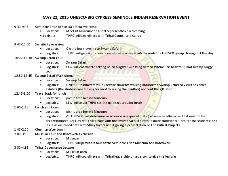 2015 Seminole Reservation Agenda