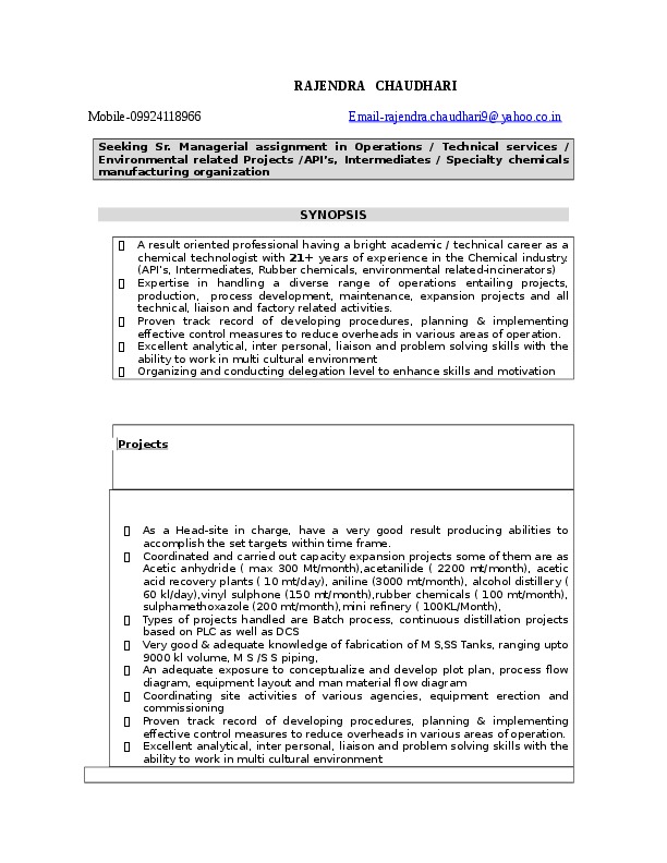 Rajendra chaudhari, GUJARAT ENVIRO PROTECTION INFRATUCTURE LIMITED - GENERAL MANAGER-OPERATIONS