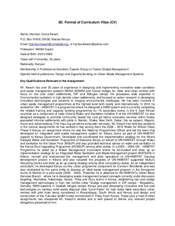 Harrison Kwach, Programs Oficcer at UN-HABITAT