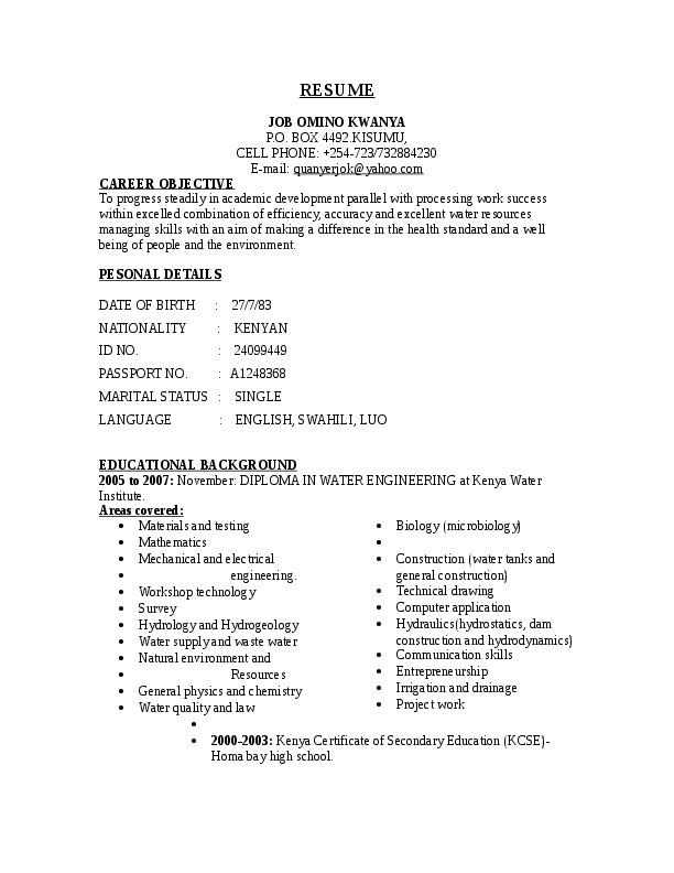 job kwanya, LAKE VICTORIA SOUTH WATER SERVICES BOARD - ENGINEER ASSISTANT