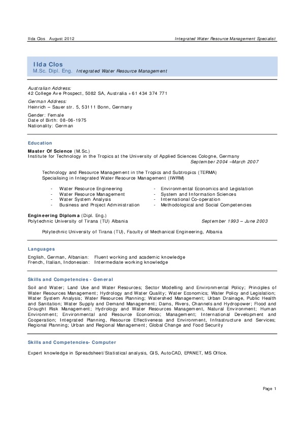 Ilda Clos, IPTS Integrated Planning & Technical Services - Integrated Water Resource Management Consultant