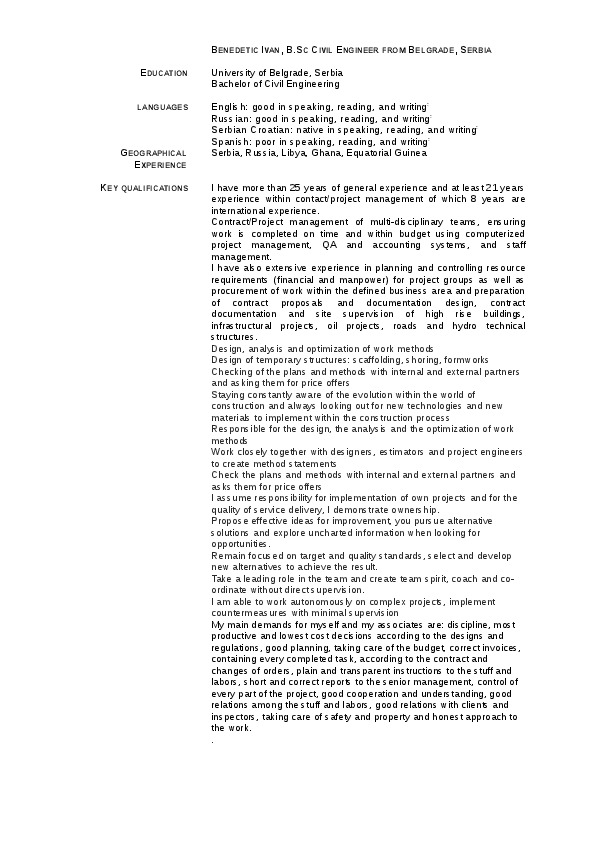 Ivan Benedetic, B.Sc Civil Engineer