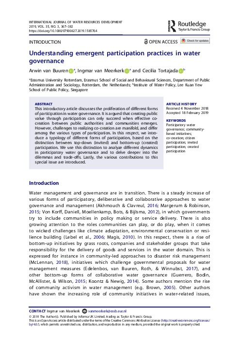 Understanding Emergent Participation Practices in Water Governance