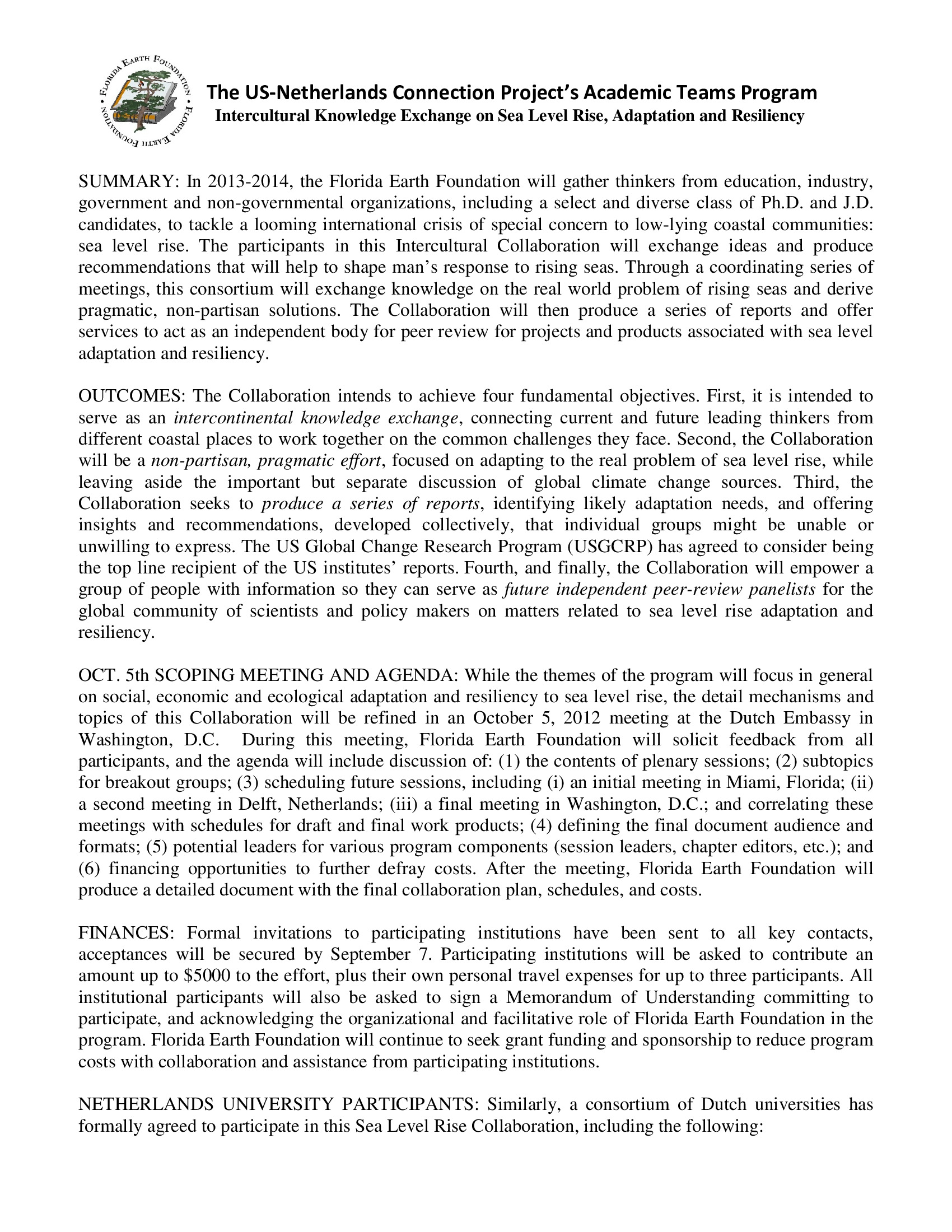 USNC Project outline