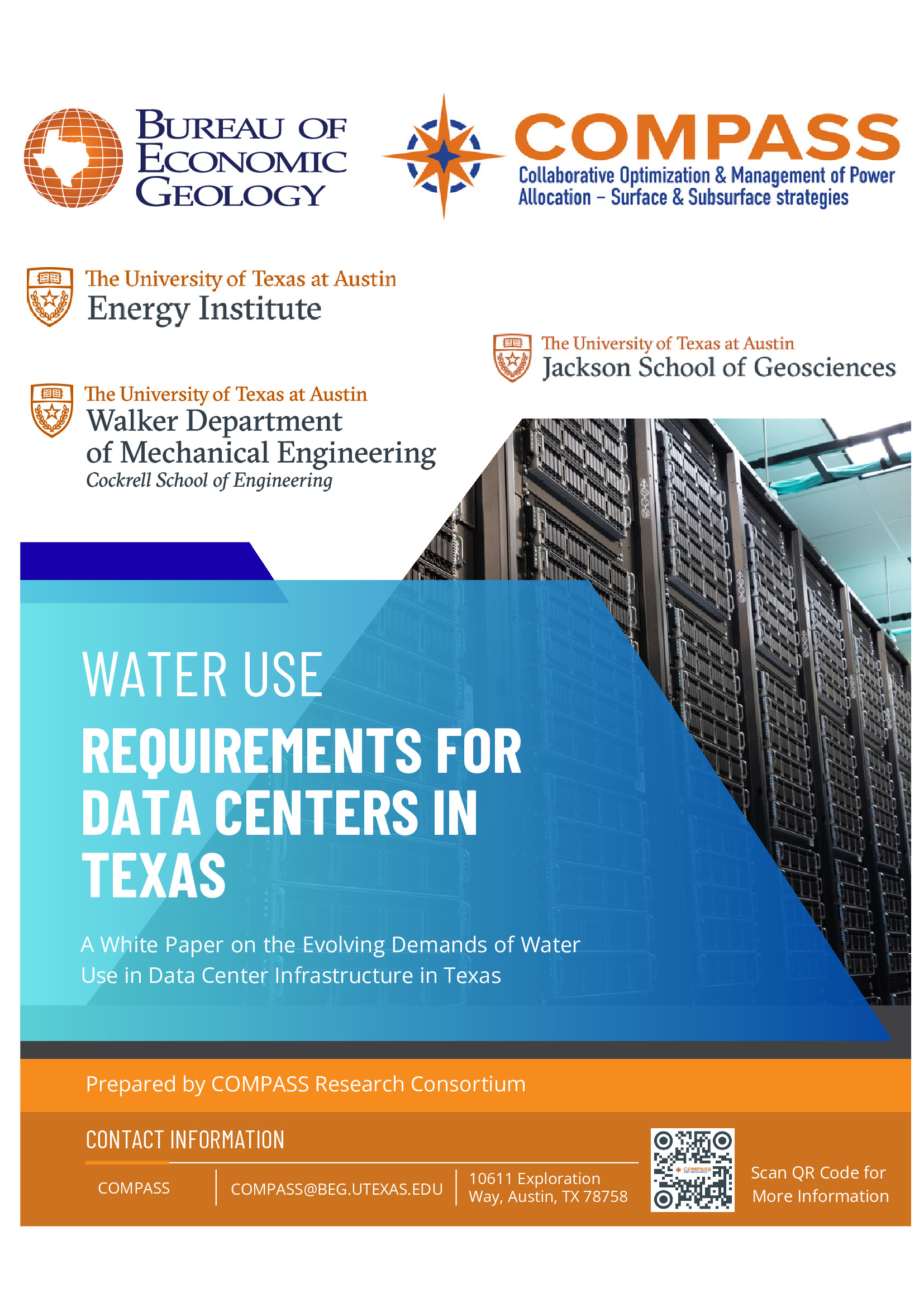 The white paper, &ldquo;Water Use Requirements for Data Centers in Texas,&rdquo; was developed by the COMPASS research consortium, which was created by ...