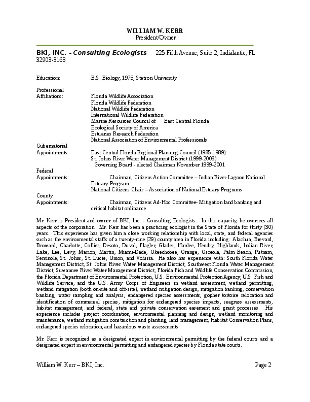 William Kerr, President at BKI Inc. Consulting Ecologists