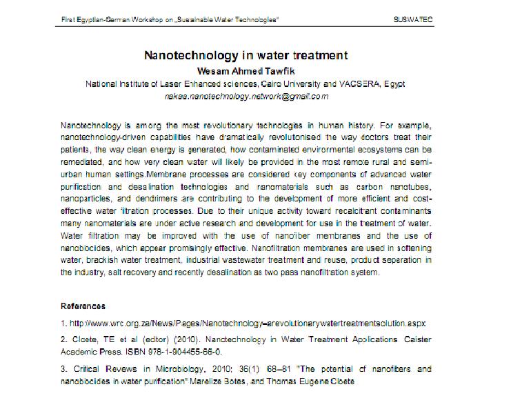 Nanotechnology in Water Treatment