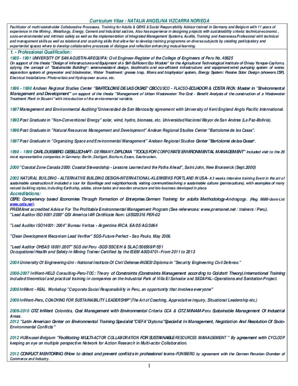 Natalia Angelina Vizcarra Noriega, PROIKOS SRL - QEHS & SR Consultant