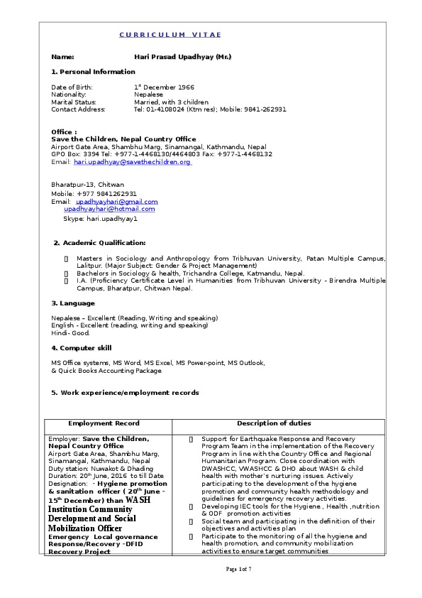 Hari Upadhyay, WASH Advisor at Save the children international