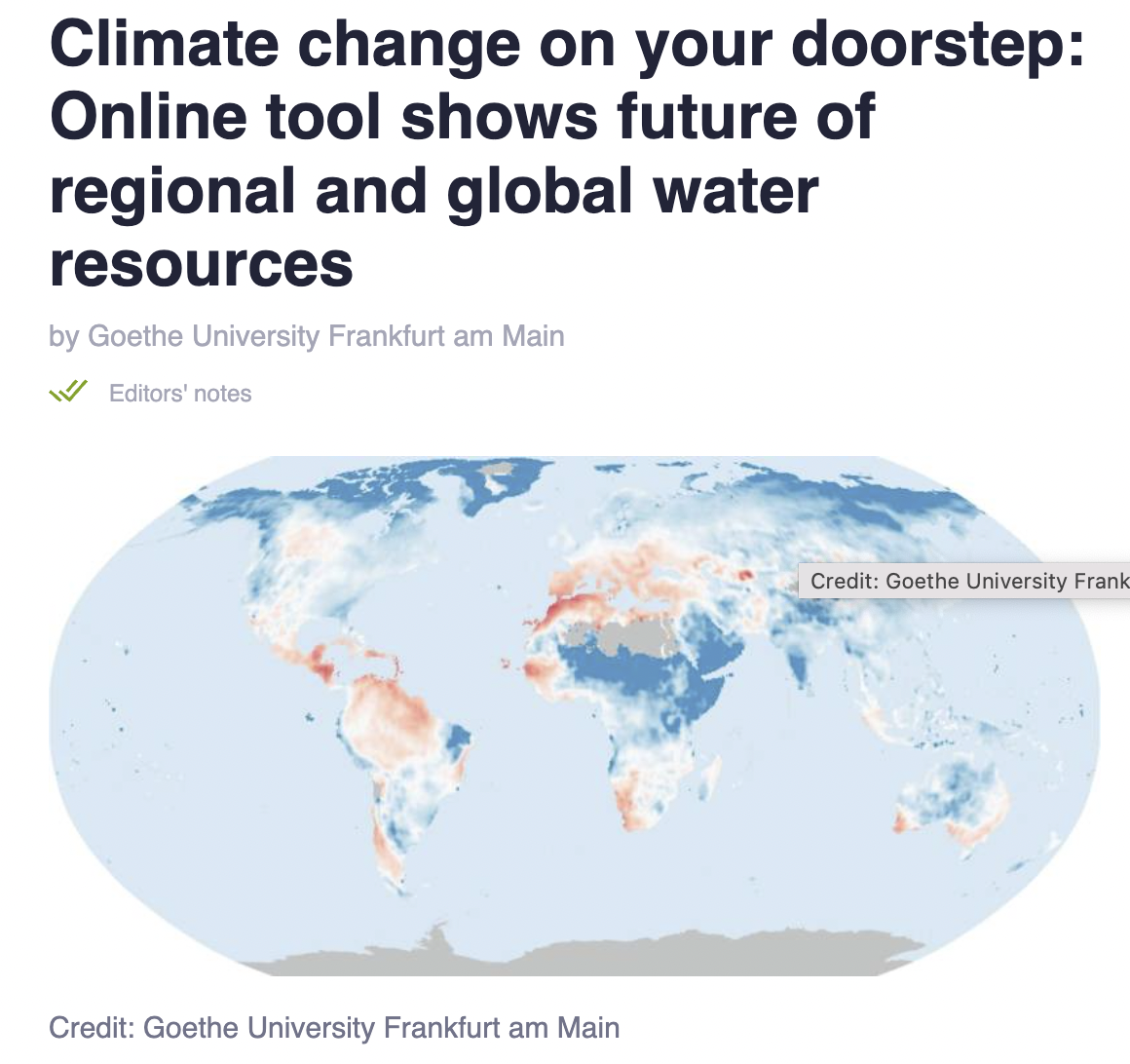 Online tool shows future of regional and global water resources