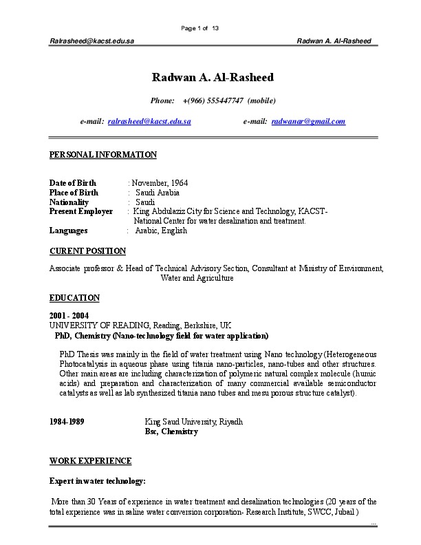 Radwan Alrasheed, Technical advisor at KACST
