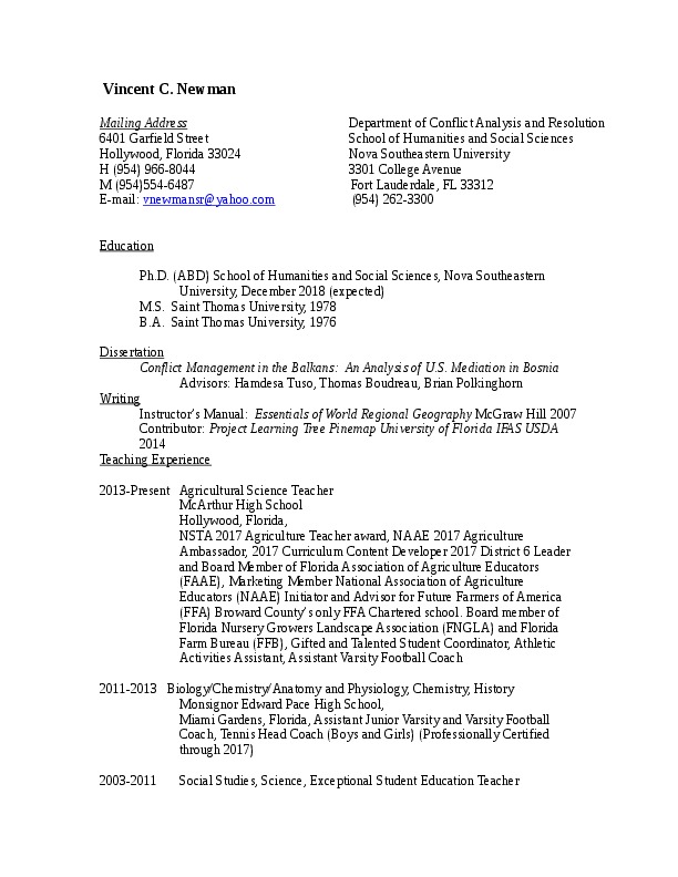 Vincent Newman, Agriscience/Agriculture/Aquaponics Instructor at McArthur High School