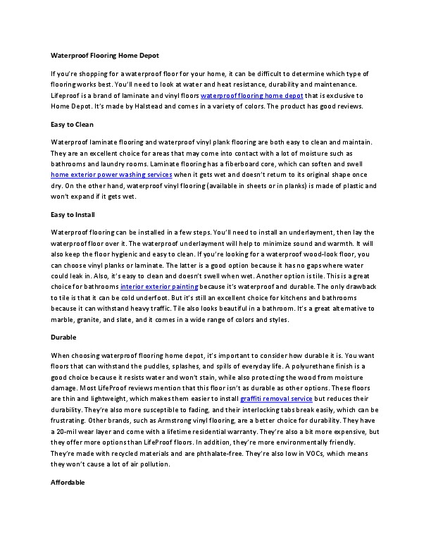 Waterproof Flooring Home Depot