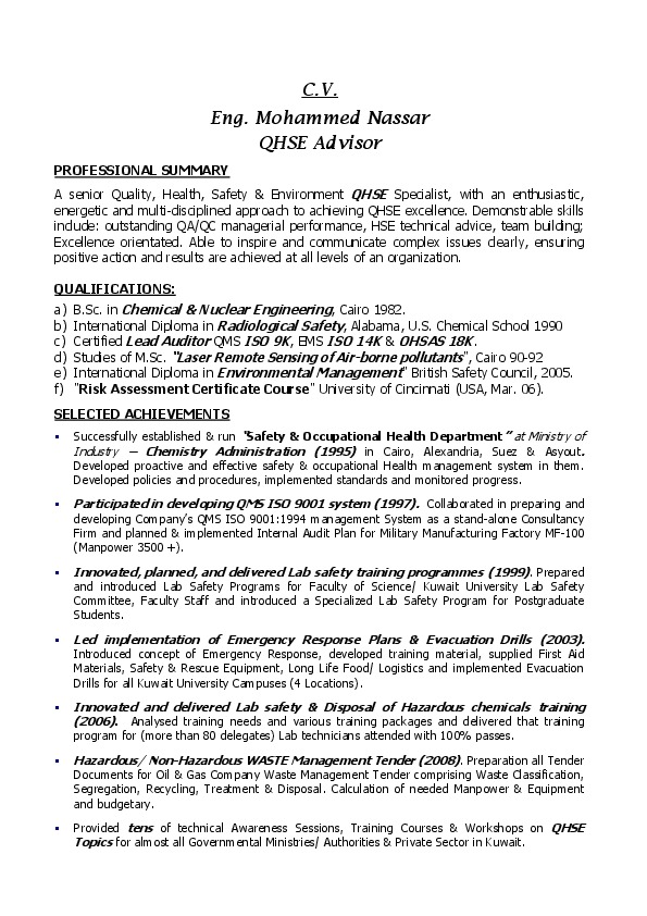 Mohamed Nassar, Kuwait Oil Company - Environment Engineer