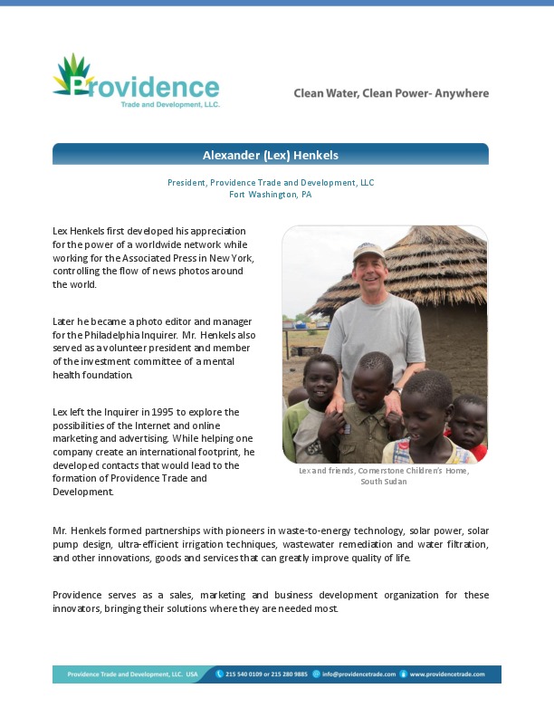 Lex Henkels, Providence Trade and Development - president