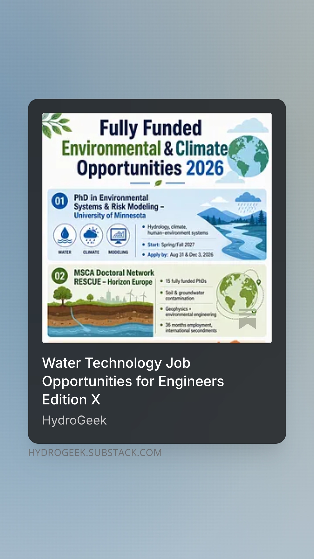 Click here to access : https://hydrogeek.substack.com/p/water-technology-job-opportunities-a67?r=c8bxy