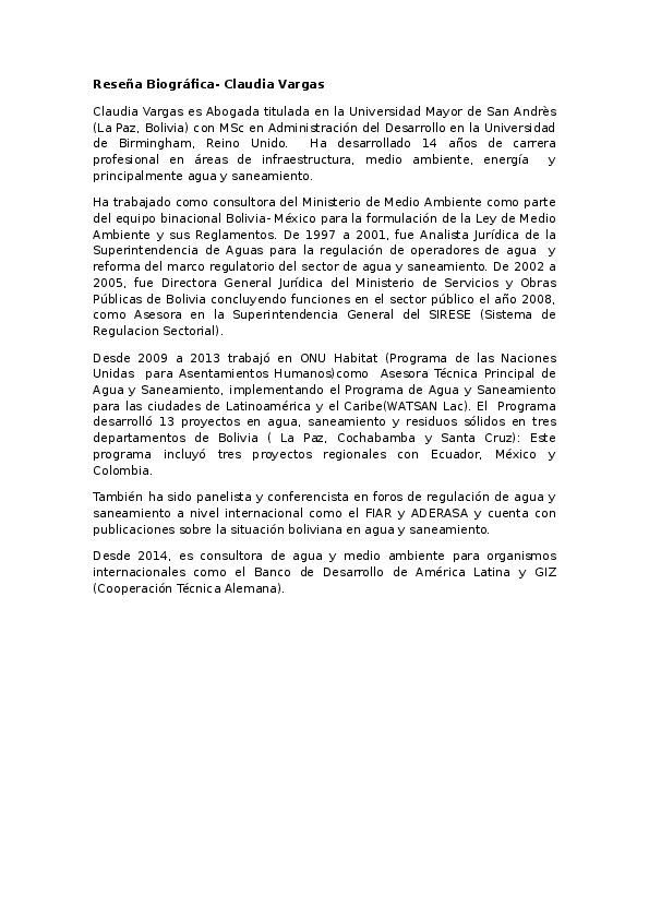 Claudia Vargas, Independent - Consultant